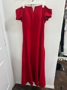 Calvin Klein Red Off-Shoulder Maxi Gown